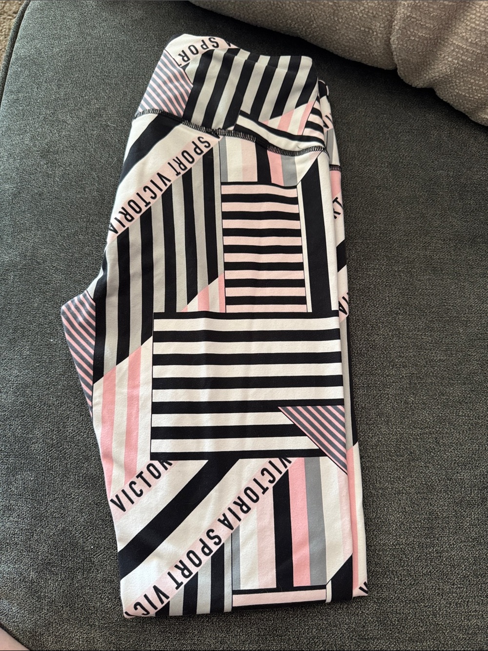 Victoria's Secret Black, White & Pink Geometric Active Leggings